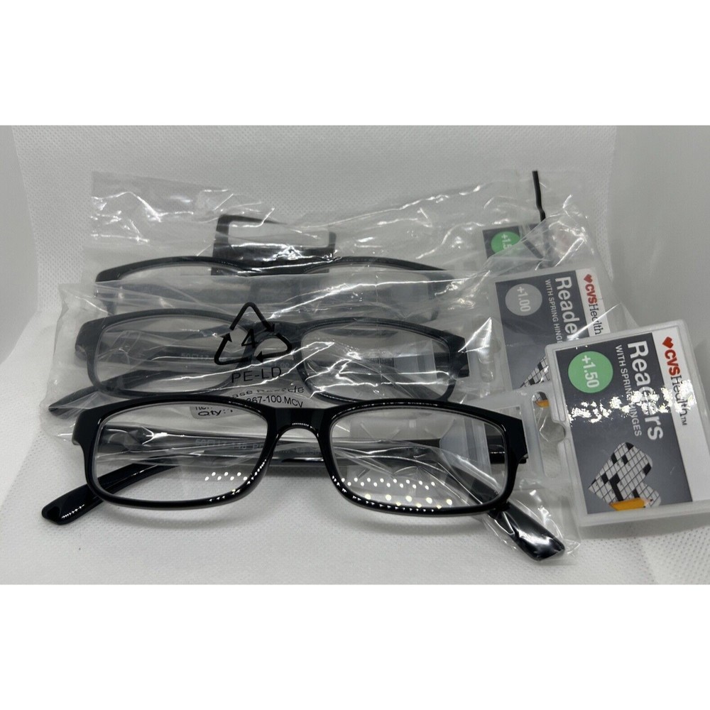 3 Cvs health unisex Reading glasses Carter 2.0 black 1.0-1.50 Magnification